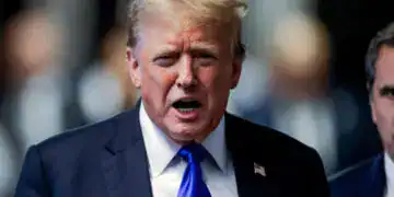 Former US President and Republican presidential candidate Donald Trump speaks to the press after he was convicted in his criminal trial at Manhattan Criminal Court in New York City, on May 30, 2024. A panel of 12 New Yorkers were unanimous in their determination that Donald Trump is guilty as charged -- but for the impact on his election prospects, the jury is still out. The Republican billionaire was convicted of all 34 charges in New York on May 30, 2024, and now finds himself bidding for a second presidential term unsure if he'll be spending 2025 in the Oval Office, on probation or in jail. (Photo by JUSTIN LANE / POOL / AFP) (Photo by JUSTIN LANE/POOL/AFP via Getty Images)