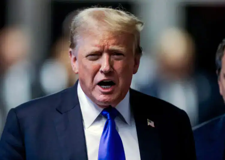 Former US President and Republican presidential candidate Donald Trump speaks to the press after he was convicted in his criminal trial at Manhattan Criminal Court in New York City, on May 30, 2024. A panel of 12 New Yorkers were unanimous in their determination that Donald Trump is guilty as charged -- but for the impact on his election prospects, the jury is still out. The Republican billionaire was convicted of all 34 charges in New York on May 30, 2024, and now finds himself bidding for a second presidential term unsure if he'll be spending 2025 in the Oval Office, on probation or in jail. (Photo by JUSTIN LANE / POOL / AFP) (Photo by JUSTIN LANE/POOL/AFP via Getty Images)