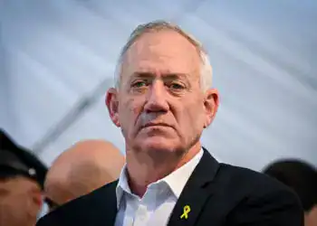 War cabinet minister Benny Gantz at a Jerusalem Day ceremony in Jerusalem, on June 5, 2024. (Arie Leib Abrams/Flash90)