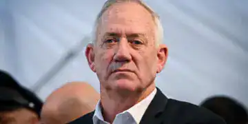 War cabinet minister Benny Gantz at a Jerusalem Day ceremony in Jerusalem, on June 5, 2024. (Arie Leib Abrams/Flash90)