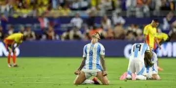Cuti Romero celebrando el triunfo de Argentina
