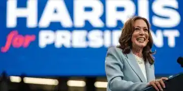 La vicepresidenta Kamala Harris habla en un acto de campaña en Atlanta el 30 de julio de 2024. Crédito: Elijah Nouvelage/AFP/Getty Images