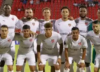 El onceno del seleccionado Cibao FC que con un gran esfuerzo logró triunfar para conseguir el boleto a la semifinal de la Copa del Caribe Concacaf.