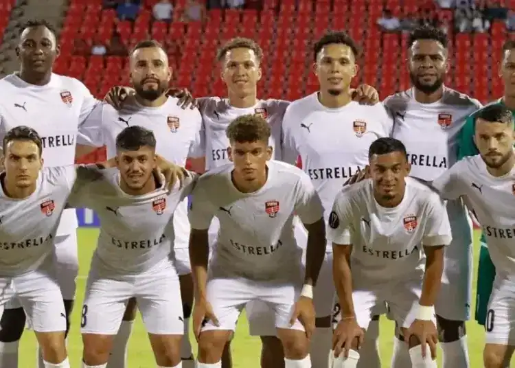 El onceno del seleccionado Cibao FC que con un gran esfuerzo logró triunfar para conseguir el boleto a la semifinal de la Copa del Caribe Concacaf.
