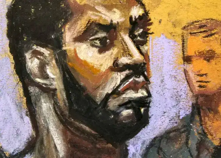 El dibujo de la presencia de Sean "Diddy" Combs frente a la jueza Robyn Tarnofsky cuando los fiscales le presentaron tres cargos criminales. Foto: Reuters