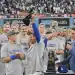 Los Dodgers levantaron el trofeo del campeonato de la Liga Nacional.