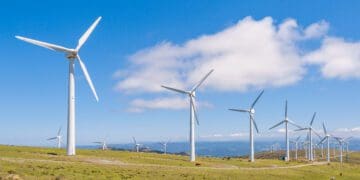Wind turbines in the mountains. Renewable Energy. Galicia, Spain.