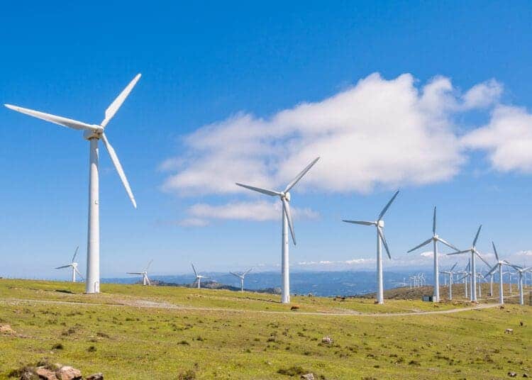 Wind turbines in the mountains. Renewable Energy. Galicia, Spain.