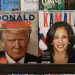 Tigard, OR, USA - 5 de septiembre de 2024: Las revistas publicadas por A360 Media con los nominados presidenciales Donald J. Trump y Kamala