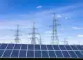 Solar,Panels,,High,Voltage,Electricity,Towers,,And,Transmission,Power,Lines