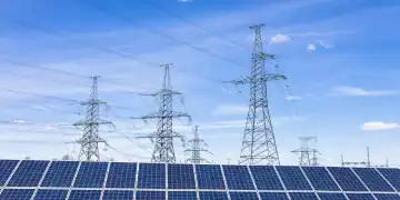 Solar,Panels,,High,Voltage,Electricity,Towers,,And,Transmission,Power,Lines