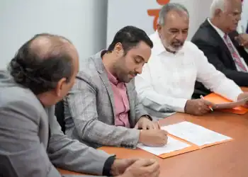 Jose Luis Duluc- Gerente General COOPROHARINA, Juan Alberto Mustafá- Gerente General BANDEX, Héctor Delgado- Presidente COOPROHARINA, Isachart Burgos-Presidente UMPHI.