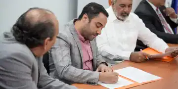 Jose Luis Duluc- Gerente General COOPROHARINA, Juan Alberto Mustafá- Gerente General BANDEX, Héctor Delgado- Presidente COOPROHARINA, Isachart Burgos-Presidente UMPHI.