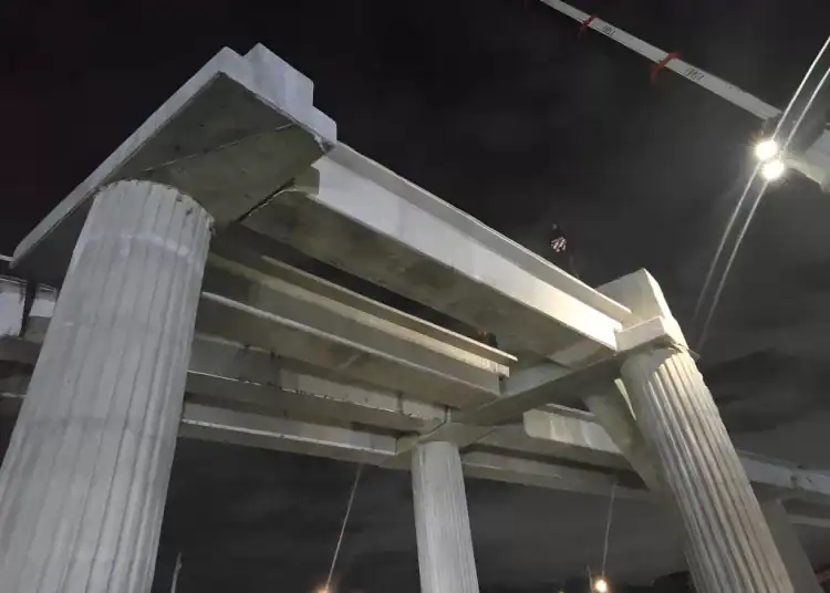 Opret coloca las primeras vigas para futura línea del Metro en dirección a la prolongación 27 de Febrero