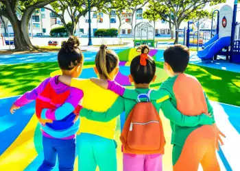 Niños jugando en un parque público (Generado con IA Diario Financiero RD)