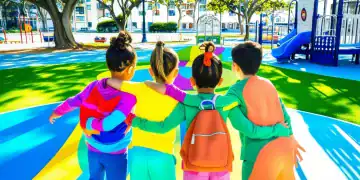 Niños jugando en un parque público (Generado con IA Diario Financiero RD)