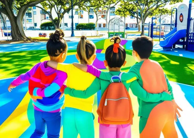 Niños jugando en un parque público (Generado con IA Diario Financiero RD)