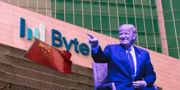 Ilustración de Donald Tump, Byte Dancela y Bandera China, Diario Financiero RD