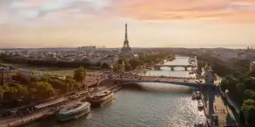 Paris,Aerial,Panorama,,France,,Paris,And,Seine,River,Cityscape,Panoramic