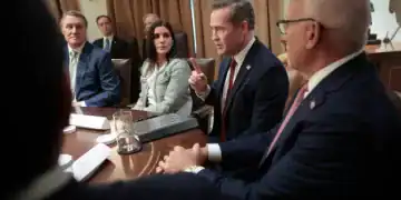 WASHINGTON, DC - MARCH 25: National Security advisor Mike Waltz speaks during an Ambassador Meeting in the Cabinet Room of the White House on March 25, 2025 in Washington, DC. During the meeting, Trump answered questions from reporters on the news that Jeffrey Goldberg, the editor-in-chief of The Atlantic magazine, was accidentally added to a Signal group chat of top administration officials, where highly sensitive national security information was discussed. (Photo by Win McNamee/Getty Images)