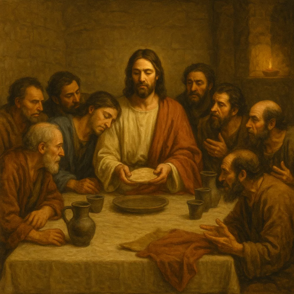 Imagen creada con inteligencia artificial sobre la última cena de Jesús