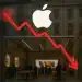 Fotomontaje de una grafica hacia abajo y una tienda de apple, generado con inteligencia artificial, vía DIARIO FINANCIERO