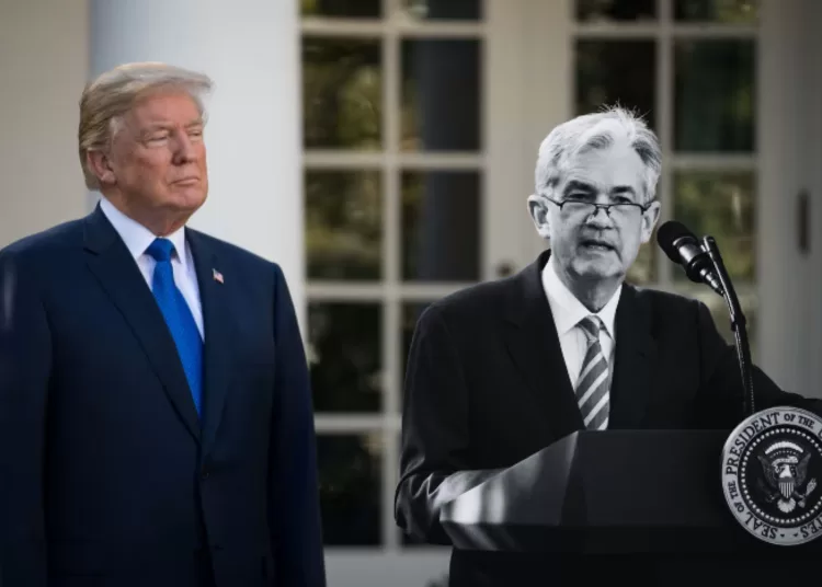Donald Trump y Jerome Powell en conferencia de prensa