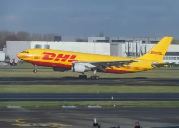 DHL Aviation - EAT Leipzig - European Air Transport Airbus A300 Cargo airplane as seen during take off on rotation phase at Brussels Zaventem International Airport BRU EBBR in Belgium. The A300B4-622R(F) wide body freighter jet airplane has the registration D-AEAT. DHL aviation airways is part of DHL Express owned by Deutsche Post and provides Express Logistics, Air Freight based in Bonn, Germany. (Photo by Nicolas Economou/NurPhoto via Getty Images)