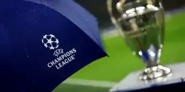 MILAN, ITALY - MARCH 11:  The Champions League trophy before the UEFA Champions League 2024/25 UEFA Champions League 2024/25 Round of 16 Second Leg match between FC Internazionale Milano and Feyenoord at  on March 11, 2025 in Milan, Italy. (Photo by Carl Recine - UEFA/UEFA via Getty Images)