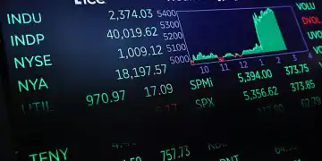 NEW YORK, NEW YORK - APRIL 09: Stock market numbers are displayed at the New York Stock Exchange during afternoon trading on April 09, 2025 in New York City. The three major indexes closed high after an upswing for biggest rally in 5 years caused after U.S. President Donald Trump announced a pause in some of the ‘reciprocal’ tariffs with the exception of China whose tariffs will be increased to 125% from 104% after China announced additional retaliatory tariffs. 10% universal tariff on all imports coming into the United States remain in effect.  (Photo by Michael M. Santiago/Getty Images)