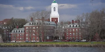 CAMBRIDGE, MA - April 15: Eliot House, on the campus of Harvard University, is seen on April 15, 2025, from across the Charles River in Allston, MA. (Photo by Erica Denhoff/Icon Sportswire via Getty Images)