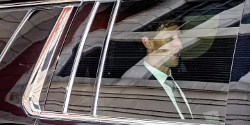 Mark Zuckerberg, chief executive officer of Meta Platforms Inc., departs federal court in Washington, DC, US, on Wednesday, April 16, 2025. Zuckerberg said that ByteDance Ltd.'s TikTok posed a "highly urgent" competitive threat to Meta Platforms Inc. when it first sprang up in 2018, as he testified for a third day in the Federal Trade Commission's antitrust trial. Photographer: Kent Nishimura/Bloomberg via Getty Images