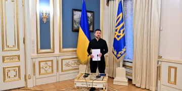 Ukraine's President Volodymyr Zelensky speaks to media during a press briefing after his phone talks with the US president, in Kyiv, on May 19, 2025, amid the Russian invasion on Ukraine. The United States has agreed to "tightly coordinate" Ukraine talks with European partners following a call between US President Donald Trump and his Russian counterpart Vladimir Putin, the German government said on May 19. Immediately after his conversation with Putin, Trump held a second call with Ukrainian President Volodymyr Zelensky, and the leaders of France, Finland, Germany, and the EU Commission. (Photo by Sergei SUPINSKY / AFP)