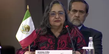 La ministra presidenta de la SCJN, Norma Piña, en la Cumbre Judicial Iberoamericana, en República Dominicana. Foto: Captura