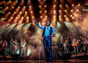 ORLANDO, FLORIDA - NOVEMBER 01: Christian Nodal performs on stage during his Pa'l Cora Tour at Kia Center on November 01, 2024 in Orlando, Florida. (Photo by Gerardo Mora/Getty Images)