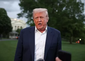 WASHINGTON, DC - MAY 04: U.S. President Donald Trump speaks to reporters on the south lawn of the White House on May 04, 2025 in Washington, DC. The President spent the weekend in Florida and returned to Washington on Sunday. (Photo by Tasos Katopodis/Getty Images)