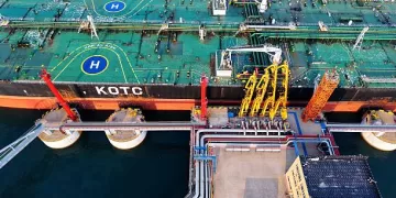 A foreign oil tanker unloads imported crude oil in Qingdao City, Shandong Province, China, on May 11, 2025. (Photo by Costfoto/NurPhoto via Getty Images)