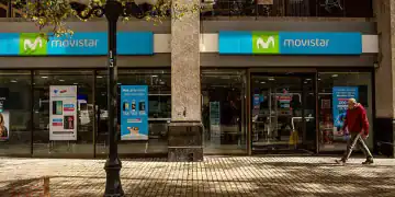 A Movistar mobile phone service store in Santiago, Chile, on Monday, May 19, 2025. Bonds of Telefonica Moviles Chile SA slumped into distressed territory last week on a report that its parent company was about to throw in the towel, selling the asset after years of fierce competition in the local mobile phone market. Photographer: Cristobal Olivares/Bloomberg via Getty Images