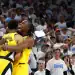 OKLAHOMA CITY, OKLAHOMA - JUNE 05: Tyrese Haliburton #0 of the Indiana Pacers congratulated by Aaron Nesmith #23 after scoring a basket against the Oklahoma City Thunder during the fourth quarter in Game One of the 2025 NBA Finals at Paycom Center on June 05, 2025 in Oklahoma City, Oklahoma. NOTE TO USER: User expressly acknowledges and agrees that, by downloading and or using this photograph, User is consenting to the terms and conditions of the Getty Images License Agreement. (Photo by Matthew Stockman/Getty Images)