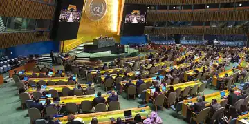 NEW YORK, UNITED STATES - JUNE 12: The UN General Assembly adopts a draft resolution Thursday calling on member states to take all measures necessary to ensure Israel's compliance with international law, on June 12, 2025 in New York, United States. (Photo by Selcuk Acar/Anadolu via Getty Images)