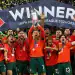 MUNICH, GERMANY - JUNE 08: Cristiano Ronaldo of Portugal lifts the UEFA Nations League trophy after his team's victory in the UEFA Nations League 2025 final match between Portugal and Spain at Munich Football Arena on June 08, 2025 in Munich, Germany. (Photo by Alexander Hassenstein/Getty Images)