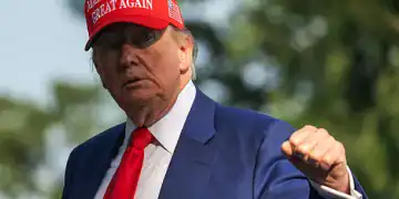 WASHINGTON, DC - JUNE 21: President Donald Trump raises his fist as he returns to the White House prior to a meeting with his National Security Council to discuss the ongoing conflict between Iran and Israel on June 21, 2025 in Washington, DC. (Photo by Craig Hudson For The Washington Post via Getty Images)