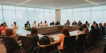 Asistentes al encuentro de prensa con editores económicos