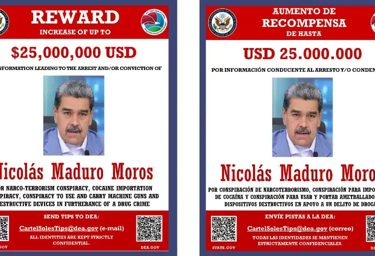 La DEA ofrece hasta USD 25 millones por Maduro