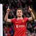 LIVERPOOL, ENGLAND - SEPTEMBER 25: (THE SUN OUT, THE SUN ON SUNDAY OUT) Diogo Jota of Liverpool celebrating after scoring the second goal during the Carabao Cup Third Round match between Liverpool and West Ham United at Anfield on September 25, 2024 in Liverpool, England. (Photo by Andrew Powell/Liverpool FC via Getty Images)