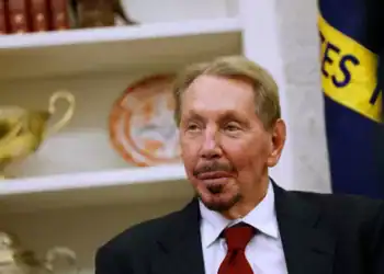 WASHINGTON, DC - FEBRUARY 03: Oracle co-founder, CTO and Executive Chairman Larry Ellison listens as U.S. President Donald Trump speaks to reporters in the Oval Office of the White House on February 03, 2025 in Washington, DC. After signing a series of executive orders and proclamations, Trump spoke to reporters about a range of topics including recent negotiations with Mexico on tarriffs. (Photo by Anna Moneymaker/Getty Images)