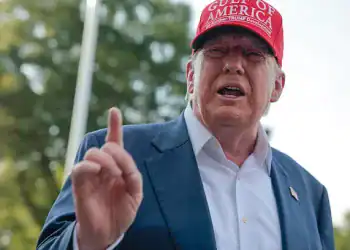 WASHINGTON, DC - JULY 01: U.S. President Donald Trump speaks to reporters on the South Lawn before boarding Marine One and departing the White House on July 01, 2025 in Washington, DC. Trump is traveling to Ochopee, Florida to visit a newly built immigration detention center in the Florida Everglades dubbed "Alligator Alcatraz."  (Photo by Anna Moneymaker/Getty Images)