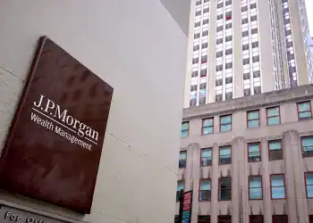 A JPMorgan Chase & Co. Wealth Management sign in New York, US, on Thursday, July 10, 2025. JPMorgan Chase & Co. is scheduled to release earnings figures on July 15. Photographer: Gabby Jones/Bloomberg via Getty Images