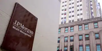 A JPMorgan Chase & Co. Wealth Management sign in New York, US, on Thursday, July 10, 2025. JPMorgan Chase & Co. is scheduled to release earnings figures on July 15. Photographer: Gabby Jones/Bloomberg via Getty Images