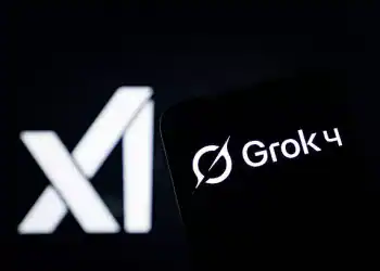 CHONGQING, CHINA - JULY 10: In this photo illustration, the logo of Grok 4 is displayed on smartphone screen with xAI logo in the background on July 10, 2025 in Chongqing, China. Elon Musk on July 10 unveiled Grok 4, a new version of his X platform's AI chatbot. (Photo by Li Hongbo/VCG via Getty Images)